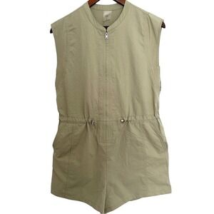 Calia romper sleeveless zip up utility romper jumpsuit‎ olive green womens S
